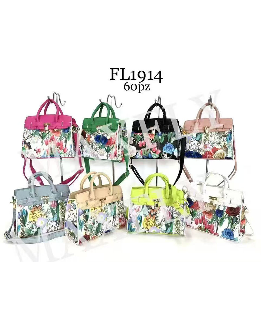 Női virág mintás kézitáska, hosszú pánttal FL1914