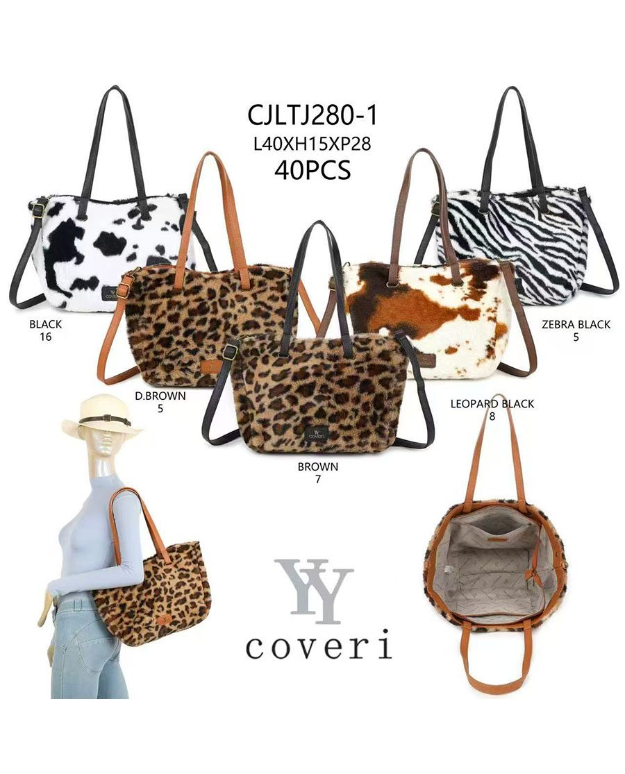 Női plüss hatású válltáska állat mintás CJLTJ280-1