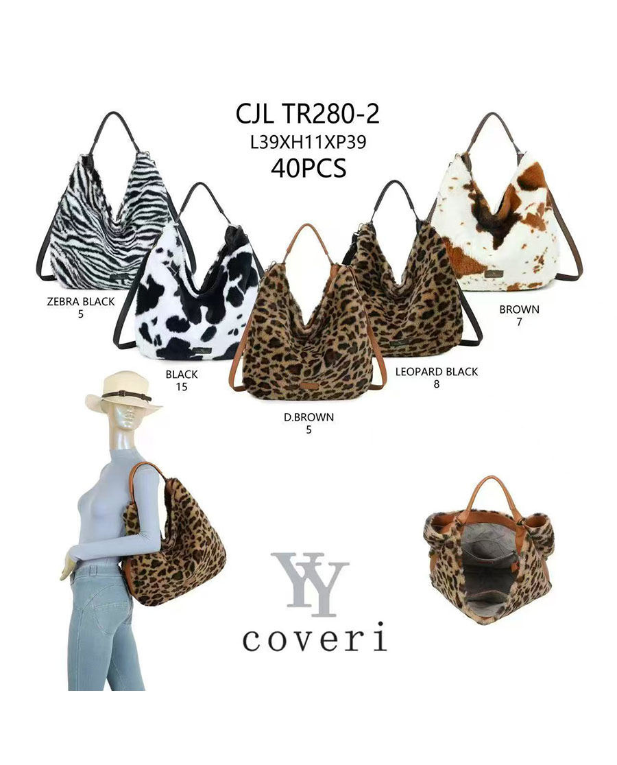 YY Coveri Női plüss hatású válltáska állat mintás CJLTR280-2