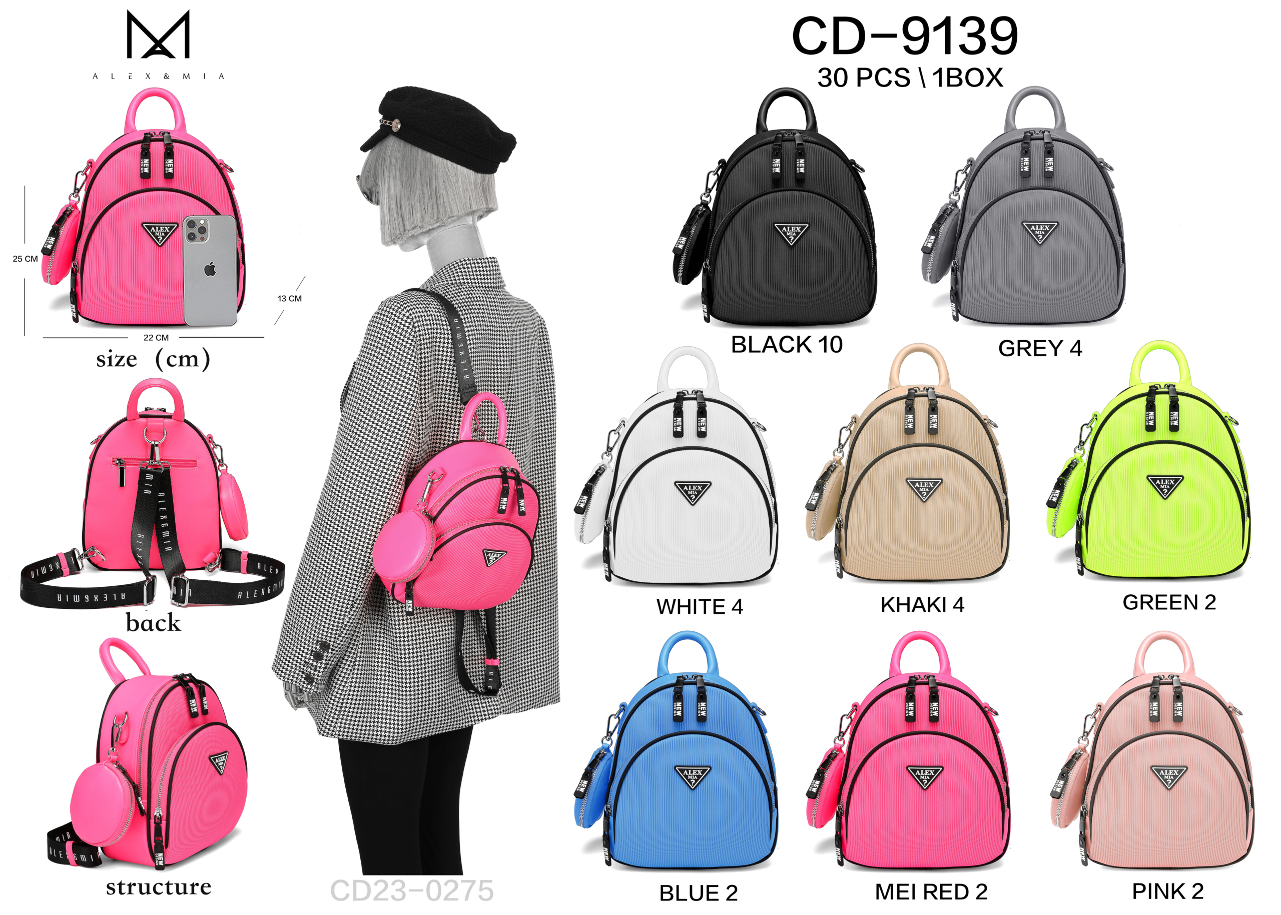 Alex&Mia Női k&ouml;zepes m&eacute;retű h&aacute;tizs&aacute;k CD-9139