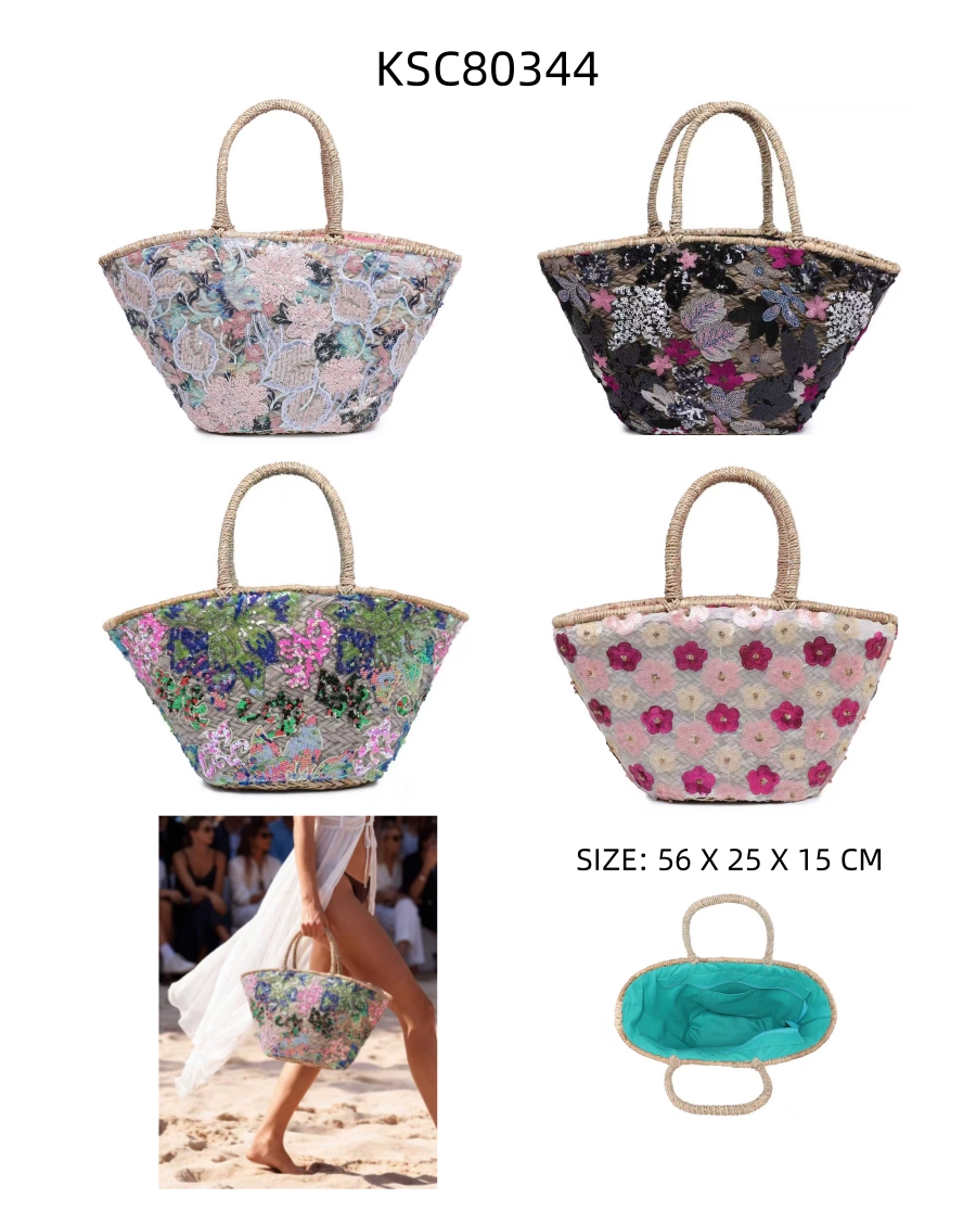 Női strandt&aacute;ska szalma/h&aacute;ncs anyag&uacute; KSC80344