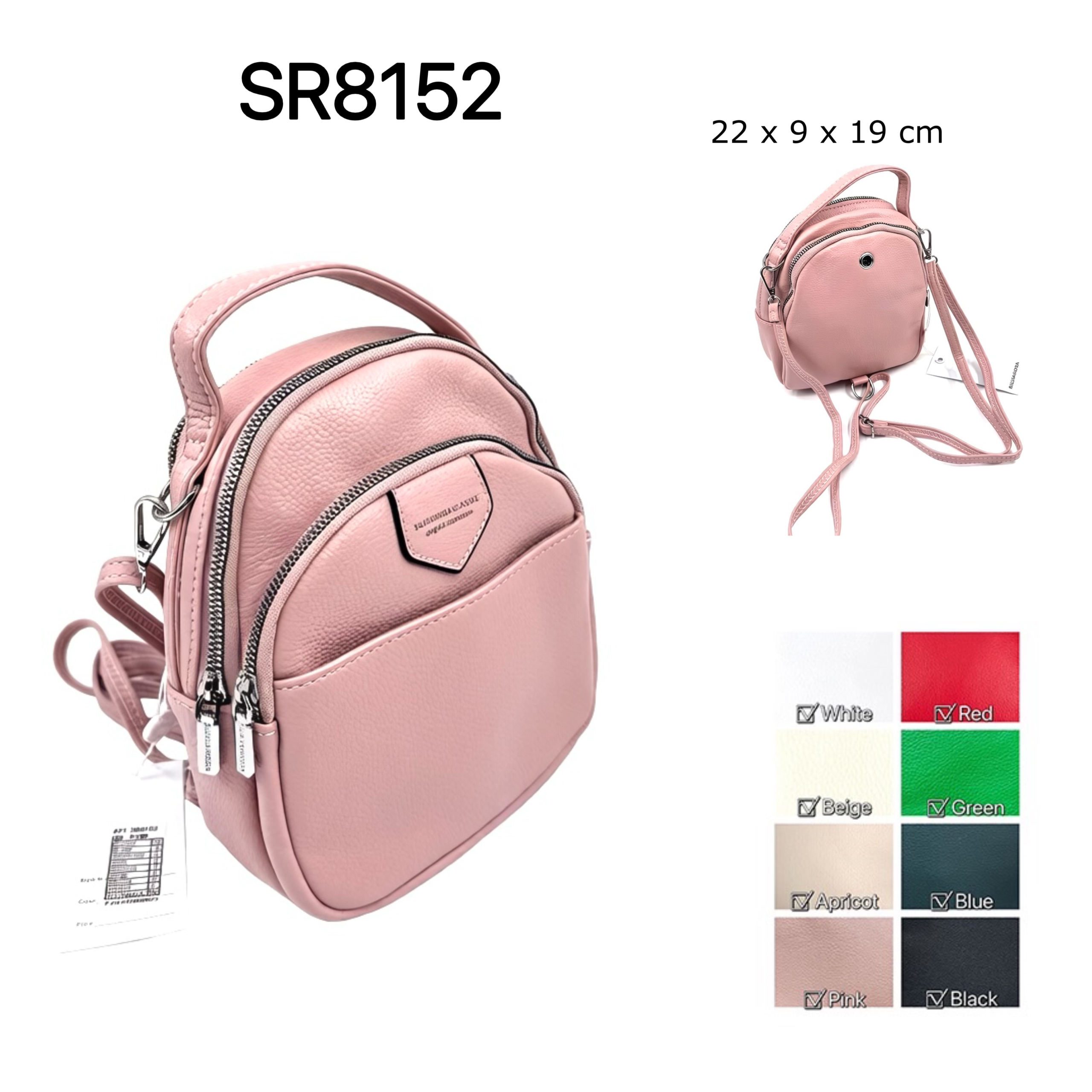 SilviaRosa Női mini méretű hátizsák, varriálható pánttal SR8152