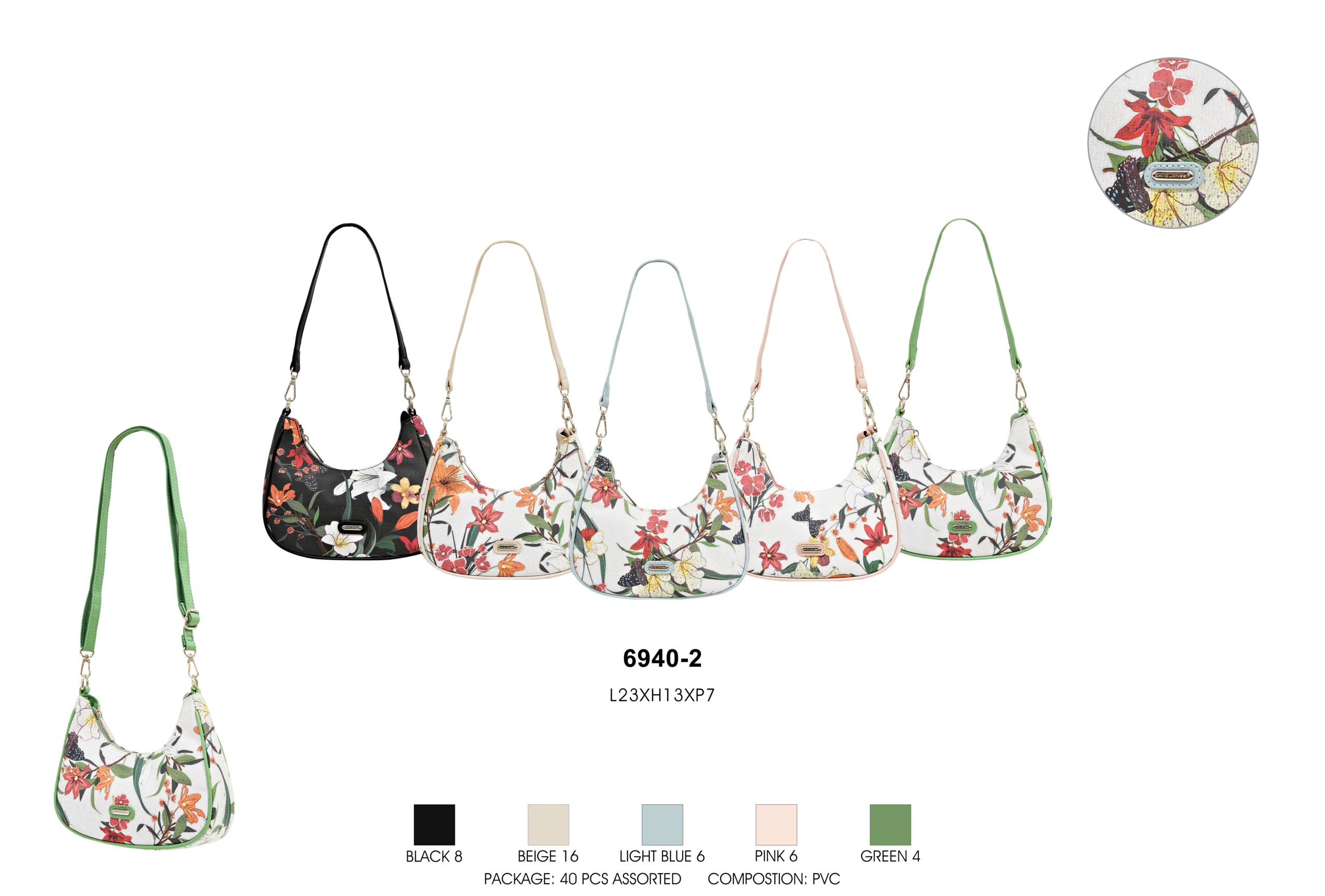 David Jones női vir&aacute;gos t&aacute;ska 6940-2