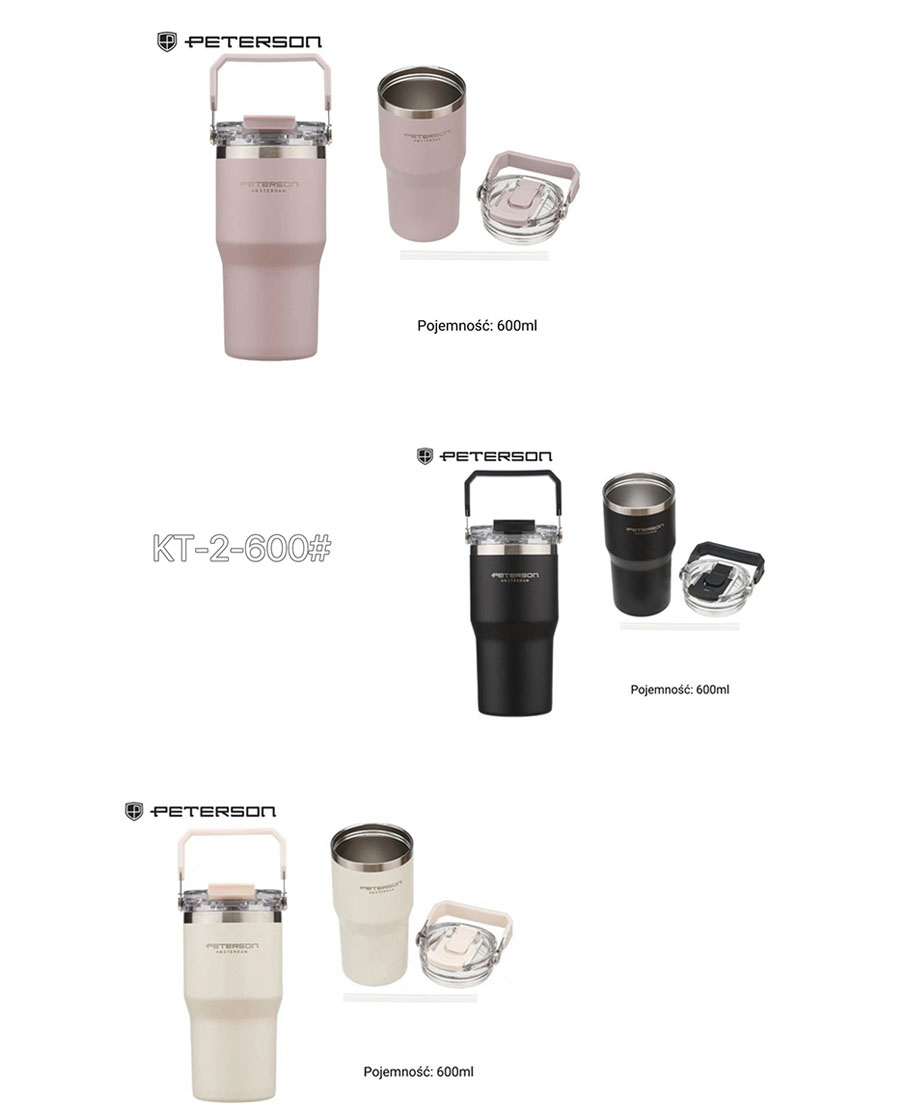 PETERSOON 600ml rozsdamentes ac&eacute;l termoszb&ouml;gre f&uuml;llel KT-02-600