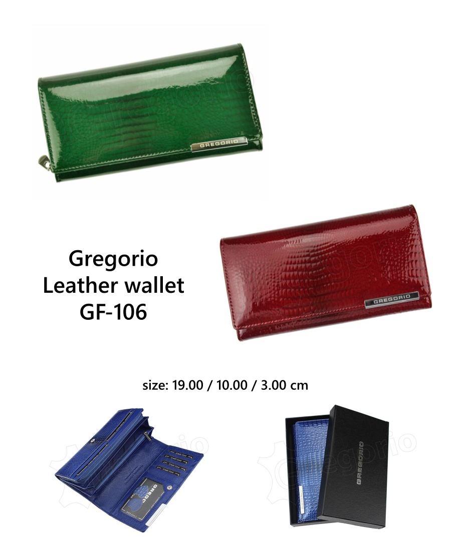 Gregorio Női pénztárca valódi bőr GF-106 RED AND GREEN